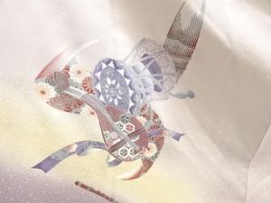 アンティーク　和楽器模様着物